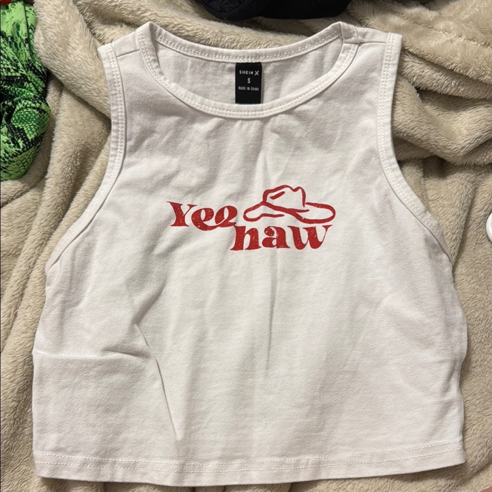 SHEIN White and Red Casual Tank Top with Relaxed Fit